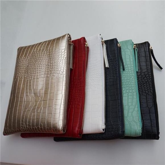 Women Clutches Crocodile Grain PU Leather Envelope Clutch Bag - Picture 5 of 7
